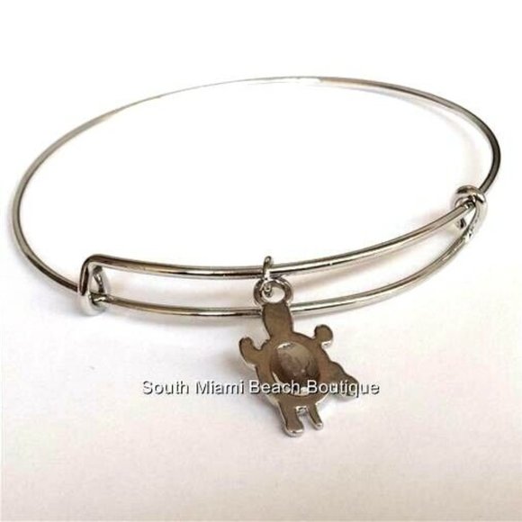 Turtle Charm Bracelet Silver Plated Beach Island Wire Nautical Island Sea Life - Picture 8 of 10
